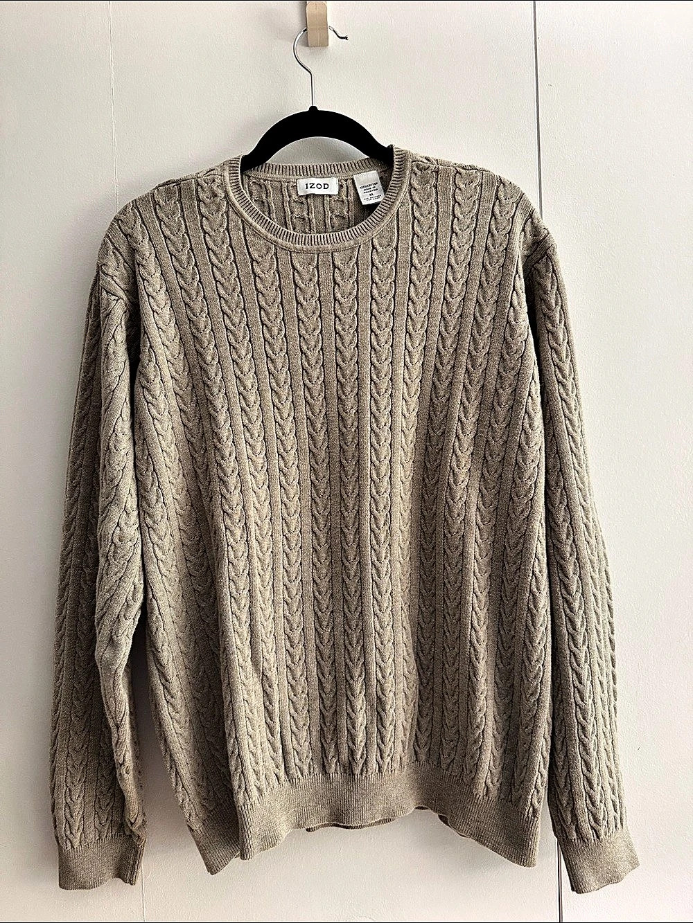 IZOD Cable Knit Crew Neck Cotton Sweater